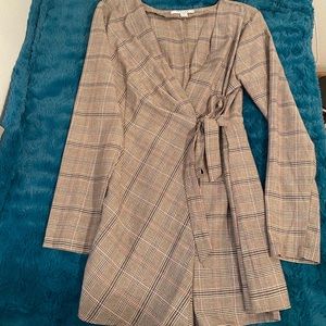 Short Plaid Romper with Tie-Front Top
